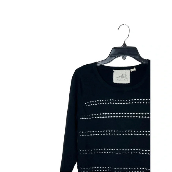 1641. ANTHROPOLOGIE ANGEL OF THE NORTH DOVIE LAYERED SWEATER BLACK/WHITE SIZE SM - Picture 5 of 11